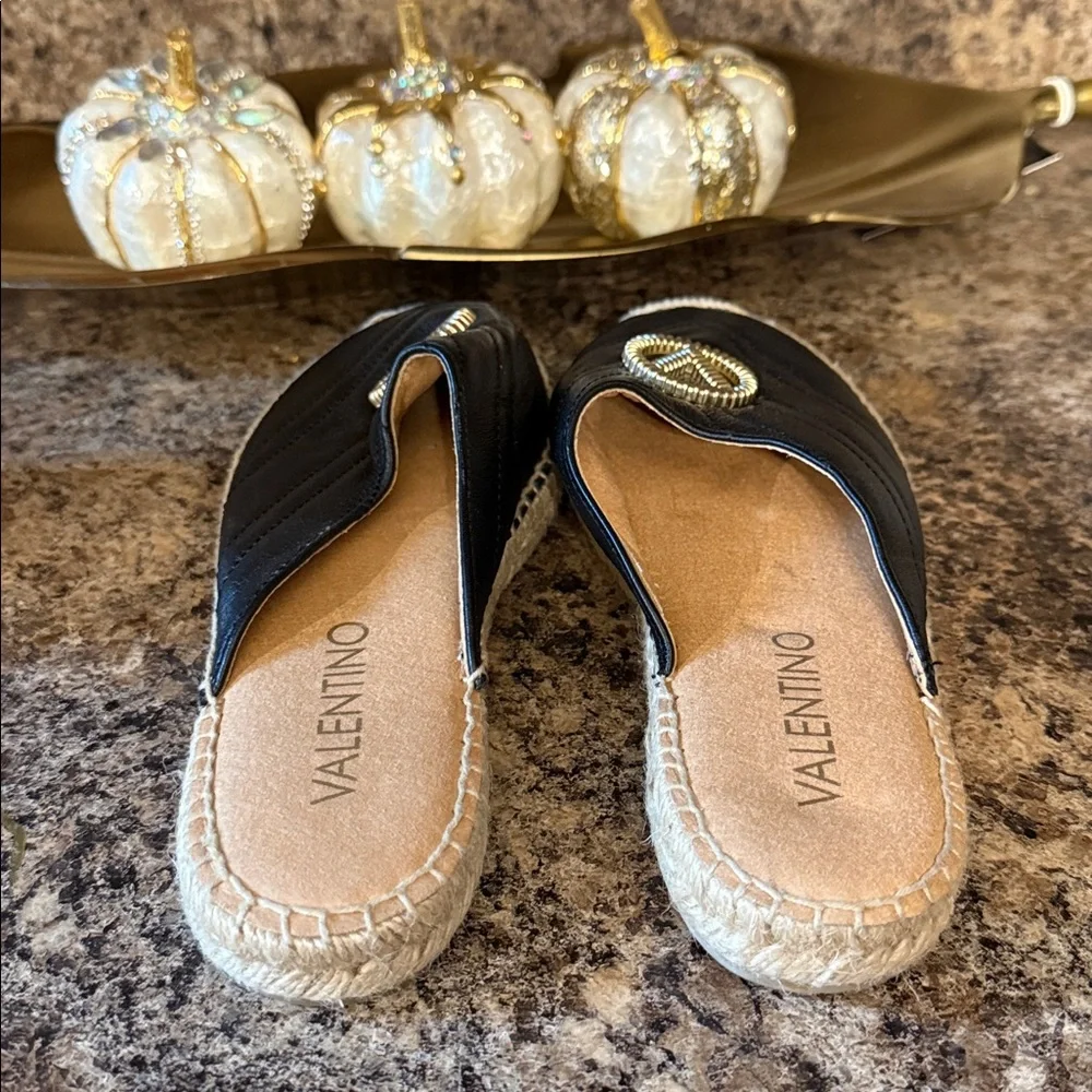 Valentino Black Quilted Espadrille Mules - Picture 6 of 7